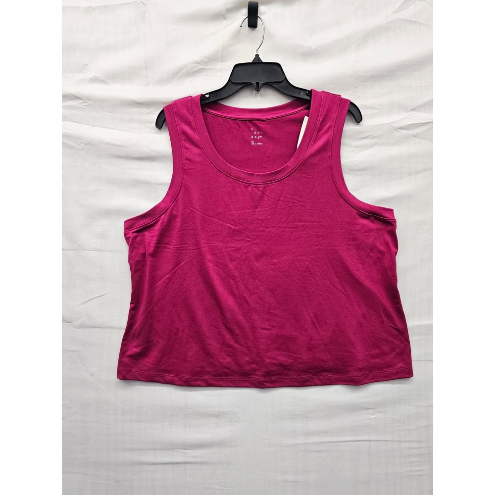 A New Day Womens Scoop Neck Tank Top Pink Cotton Blend Relaxed Size 2XL